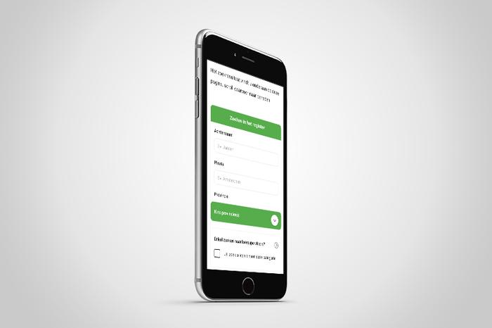Vroeg mockup van de zoekfunctie in het PE-online register