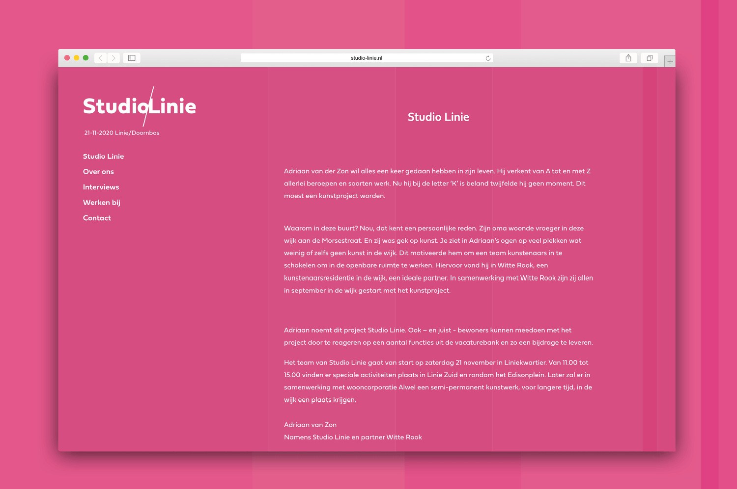 Desktop ontwerp Studio Linie